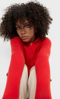 Stradivarius Кардиган С Капюшоном Красный L