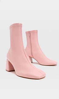 Stradivarius Ботильоны На Среднем Каблуке С Эластичным Голенищем Розовый 39