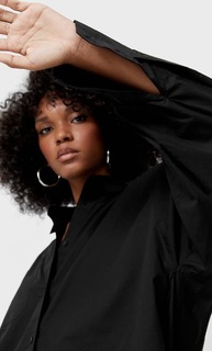 Stradivarius Рубашка Объемного Кроя Из Поплина Черный Xl