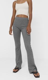 Stradivarius Расклешенные Брюки В Рубчик Темно-Серый S