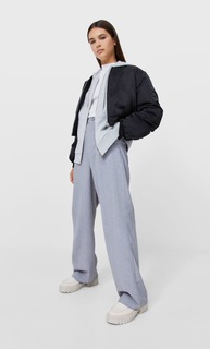 Stradivarius Худи Оверсайз На Молнии Пестро-Серый L