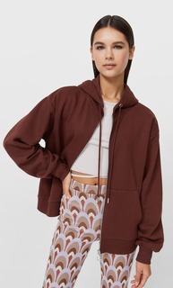 Stradivarius Худи Оверсайз На Молнии Коричневый M