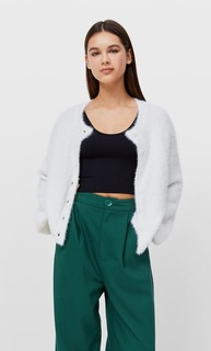 Stradivarius Кардиган Из Мягкой Ткани Цвет Небеленого Полотна Xs