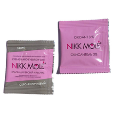 Nikk Mole, Краска с окислителем для бровей и ресниц, серо-коричневая, 2х5 мл