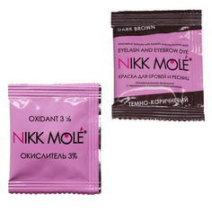 Nikk Mole, Краска с окислителем для бровей и ресниц, темно-коричневая, 2х5 мл
