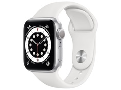 Умные часы APPLE Watch Series 6 40mm Silver Aluminium Case with White Sport Band MG283RU/A Выгодный набор + серт. 200Р!!!