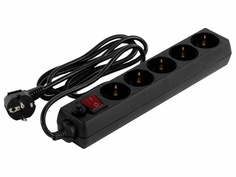 Сетевой фильтр Sonnen U-3518 5 Sockets с заземлением, выключатель 1.8m Black 513488