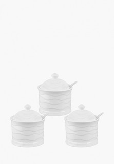 Набор контейнеров для хранения продуктов Elan Gallery Айсберг волны с ложкой, Сахарницы 3 шт. х 270 мл