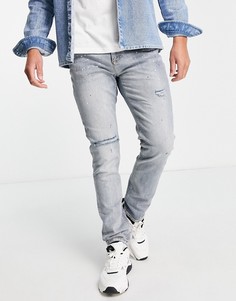 Голубые зауженные джинсы свободного кроя River Island-Черный цвет