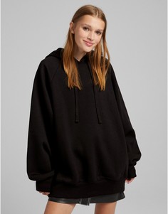 Свободный худи черного цвета Bershka-Черный цвет