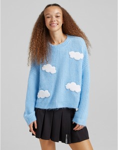Голубой джемпер с облаками Bershka