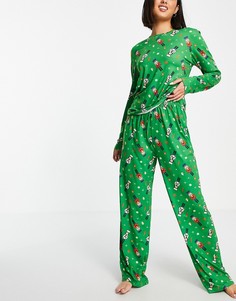 Зеленый пижамный комплект с леггинсами и принтом щелкунчиков Loungeable-Зеленый цвет
