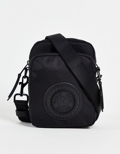 Черная дорожная сумка с прорезиненным логотипом Versace Jeans Couture-Черный цвет