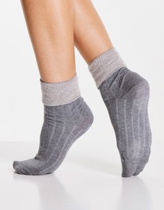 Серые хлопковые носки с контрастными отворотами Jonathan Aston-Серый