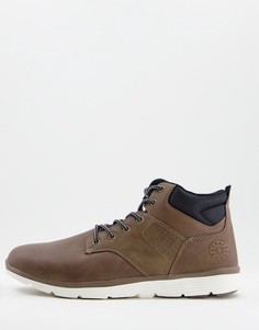 Коричневые ботинки из искусственной кожи с контрастной подошвой Jack & Jones-Коричневый цвет