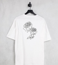 Белая oversized-футболка с рисунком розы на спине Selected Homme – эксклюзивно для ASOS-Белый