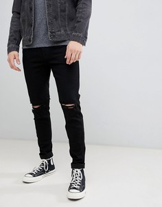 Черные супероблегающие джинсы Hollister-Черный цвет