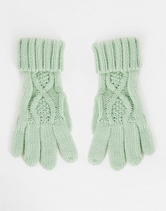 Трикотажные перчатки мятного цвета с узором «коса» Boardmans-Зеленый цвет