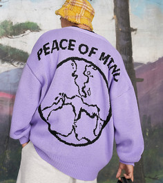 Кардиган с жаккардовым узором и надписью "Peace" на спине COLLUSION-Фиолетовый цвет