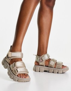 Серо-коричневые сандалии на плоской подошве с двойной перемычкой Shaka Neo Bungy SF-Светло-бежевый цвет Sha·Ka