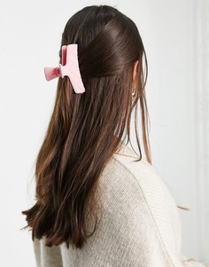 Матовая заколка-краб для волос сиреневого цвета со стеганым эффектом My Accessories London-Розовый цвет