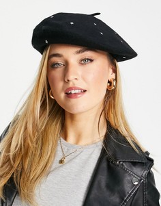 Шерстяной берет с заклепками в виде звезд Accessorize-Черный цвет