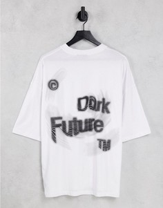 Белая oversized-футболка с деформированным логотипом ASOS Dark Future-Белый
