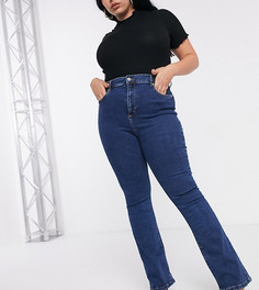 Расклешенные выбеленные джинсы с моделирующим эффектом и завышенной талией ASOS DESIGN Curve-Голубой