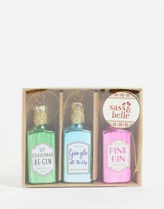 Набор елочных игрушек в виде бутылок с джином Sass & Belle-Разноцветный