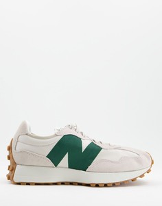 Замшевые кроссовки кремового и зеленого цветов New Balance 327-Белый
