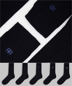 Набор из 5 пар черных носков с логотипом River Island-Черный цвет