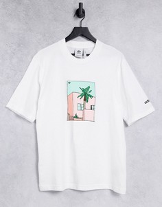 Белая футболка бойфренда с графическим принтом adidas Originals-Белый