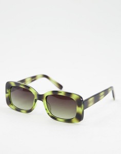 Круглые солнцезащитные очки в зеленой черепаховой оправе в стиле унисекс A.Kjaerbede Salo-Зеленый цвет