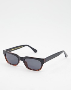 Узкие прямоугольные солнцезащитные очки в стиле ретро в черно-коричневой черепаховой оправе с эффектом деграде A.Kjaerbede Bror-Черный цвет
