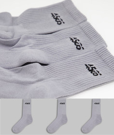 Набор из 3 пар спортивных носков с антибактериальной обработкой ASOS 4505-Серый
