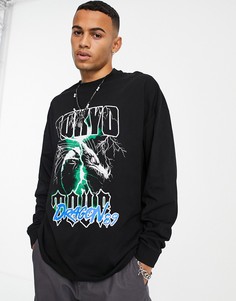 Oversized-лонгслив черного цвета с фотопринтом змеи ASOS DESIGN-Черный цвет
