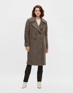 Двубортное пальто коричневого цвета Y.A.S-Коричневый цвет