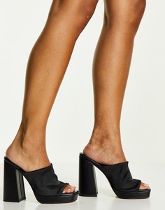 Черные атласные мюли на платформе Topshop Rock-Черный цвет