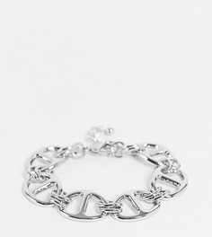 Эксклюзивный овальный браслет-цепочка серебристого цвета DesignB London Curve-Серебряный