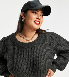 Темно-серый трикотажный джемпер с круглым вырезом Noisy May Curve