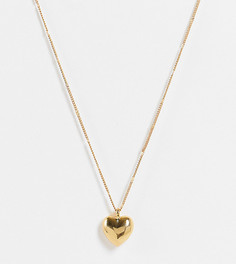 Ожерелье с позолотой 14 карат и объемной подвеской-сердечком ASOS DESIGN Curve-Золотистый