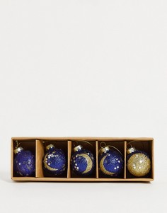Набор из 5 новогодних елочных шаров с дизайном в виде лунных фаз Sass & Belle-Голубой
