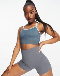 Бесшовный бюстгальтер приглушенного темно-синего цвета HIIT-Темно-синий