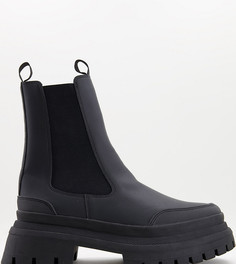 Черные ботинки челси из искусственной кожи на массивной подошве ASOS DESIGN-Черный цвет