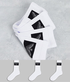 Набор из 3 белых носков с контрастным блочным логотипом Emporio Armani Bodywear-Белый