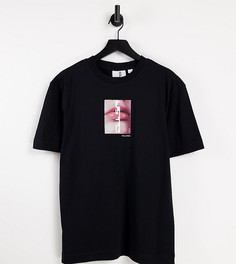 Черная футболка из пике с принтом COLLUSION Unisex-Черный цвет