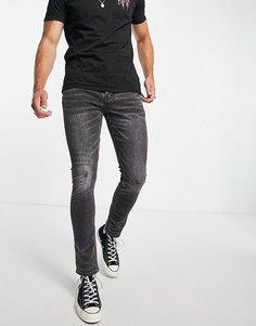 Зауженные джинсы-сигареты выцветшего черного цвета с потертостями AllSaints-Черный цвет