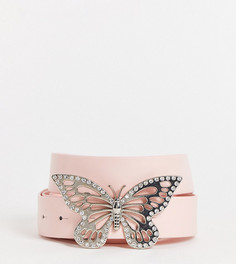 Розовый ремень на талию и бедра с пряжкой в виде бабочки ASOS DESIGN Curve-Розовый цвет