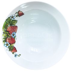 Миска керамика, круглая, 0.3 л, Клубника, Дулевский фарфор, 92862