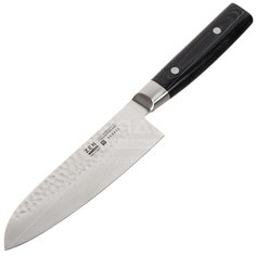 Нож кухонный Yaxell, сантоку, дамасская сталь, 16.5 см, рукоятка композит, YA35501